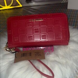 Steve Madden Red Embossed Leather Wallet